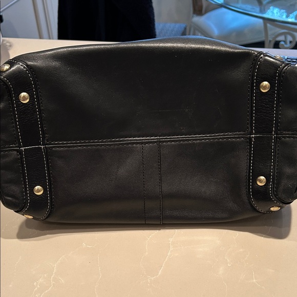 Coach Black Leather Tote with Gold Accents - Picture 5 of 8